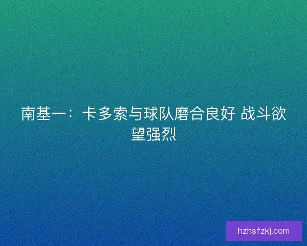 南基一：卡多索与球队磨合良好 战斗欲望强烈